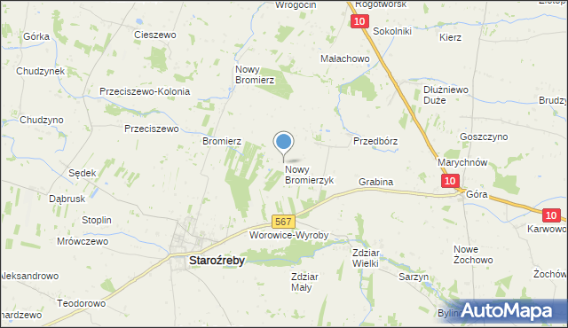 mapa Nowy Bromierzyk, Nowy Bromierzyk na mapie Targeo